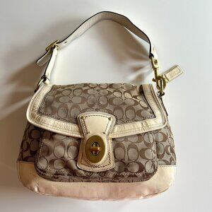 Vintage Coach Legacy Ali White Signature Canvas Shoulder Bag F12857 as is